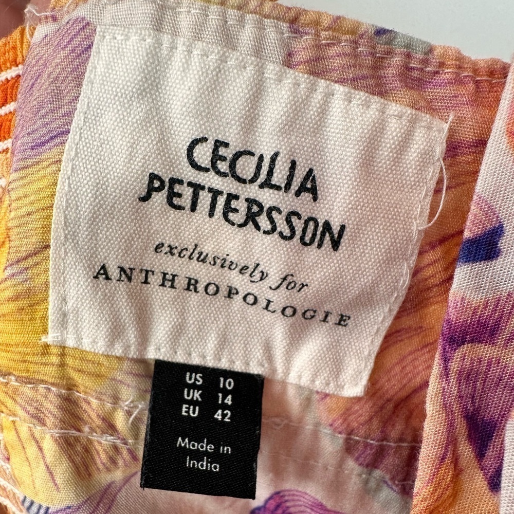 Anthropologie Cecilia Pettersson Floral Tie Front Dress Size 10 - Picture 3 of 5